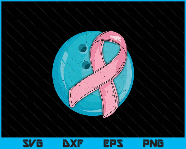 Bowling Pink Ribbon Breast Cancer Awareness Sport Lover SVG PNG Digital Cutting Files