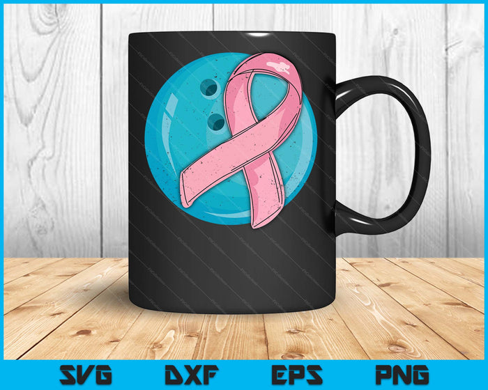 Bowling Pink Ribbon Breast Cancer Awareness Sport Lover SVG PNG Digital Cutting Files