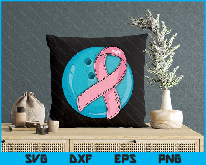 Bowling Pink Ribbon Breast Cancer Awareness Sport Lover SVG PNG Digital Cutting Files