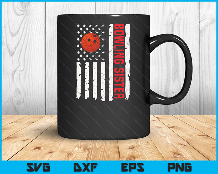 Bowling Sister USA American Flag Patriotic Mom 4th Of July SVG PNG Digital Printable Files