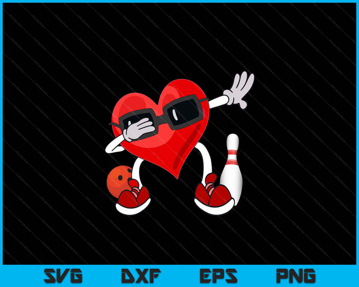 Bowling Valentines Day Dabbing Heart SVG PNG Digital Cutting Files