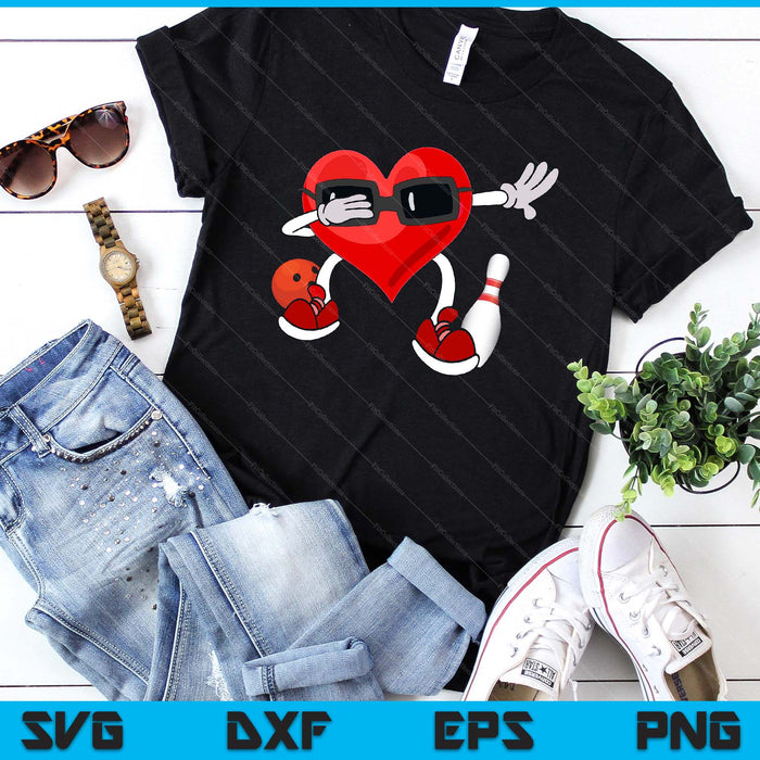 Bowling Valentines Day Dabbing Heart SVG PNG Digital Cutting Files