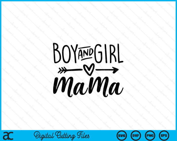 Boy And Girl Mama Mom Of Two Mommy Mother's Day Women SVG PNG Digital Printable Files