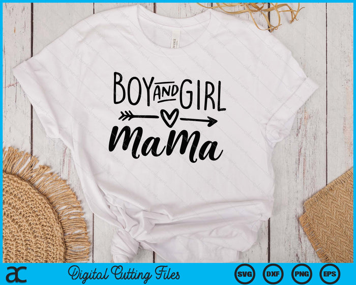 Boy And Girl Mama Mom Of Two Mommy Mother's Day Women SVG PNG Digital Printable Files