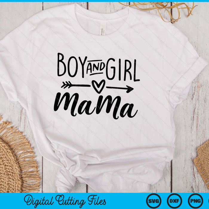 Boy And Girl Mama Mom Of Two Mommy Mother's Day Women SVG PNG Digital Printable Files