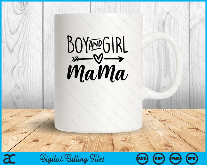 Boy And Girl Mama Mom Of Two Mommy Mother's Day Women SVG PNG Digital Printable Files