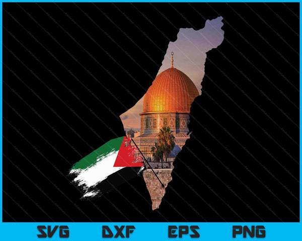 Boy hold palestine flag palestinians map Jerusalem's city SVG cut file