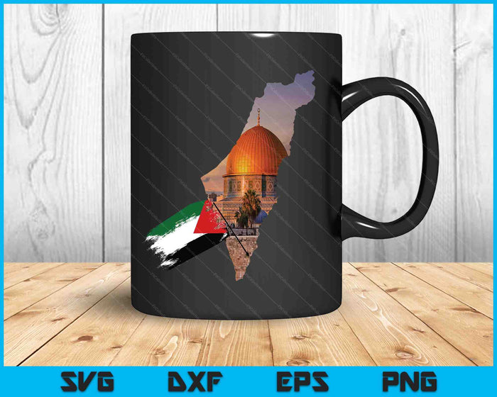 Jongen Hold Palestina vlag Palestijnen kaart Jeruzalem stad SVG PNG digitale snijden bestanden