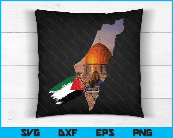 Boy Hold Palestine Flag Palestinians Map Jerusalem's City SVG PNG Digital Cutting Files