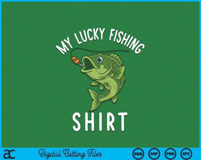 Boy My Lucky Fishing-Shirt Youth Bass Fishing Dad Gift Funny SVG PNG Digital Printable Files