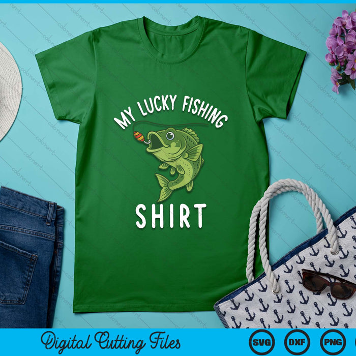 Boy My Lucky Fishing-Shirt Youth Bass Fishing Dad Gift Funny SVG PNG Digital Printable Files