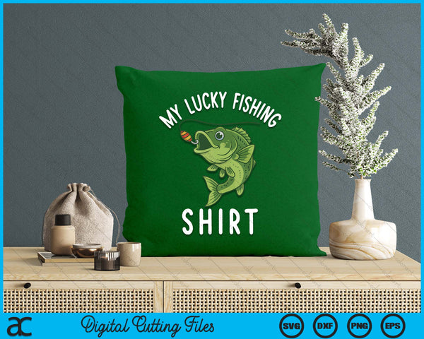 Boy My Lucky Fishing-Shirt Youth Bass Fishing Dad Gift Funny SVG PNG Digital Printable Files