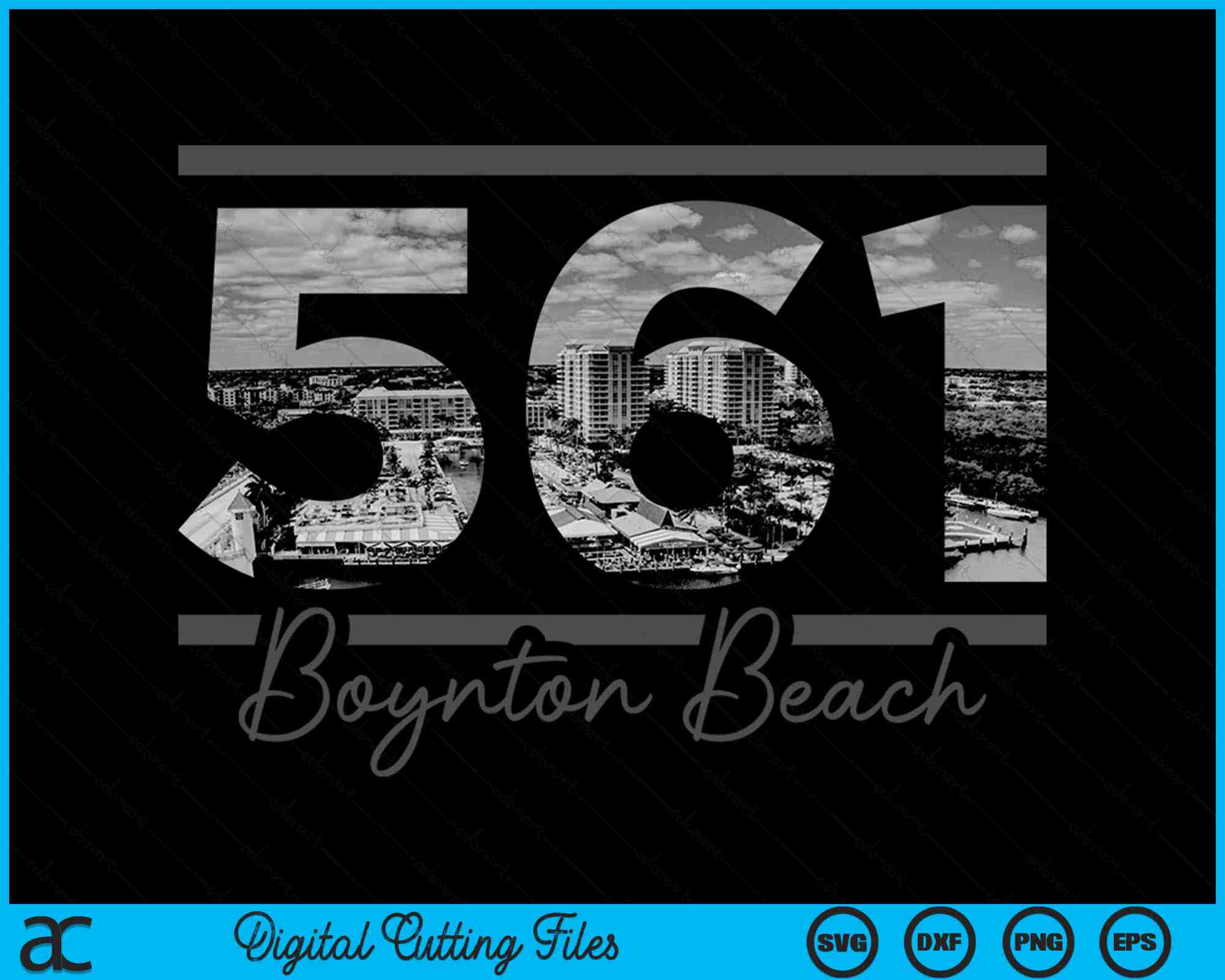 Boynton Beach 561 Area Code Skyline Florida Vintage SVG Cutting Files ...