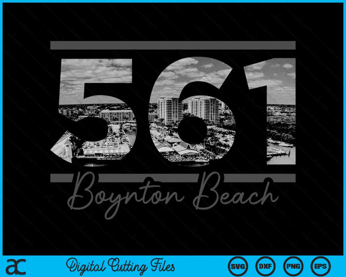 Boynton Beach 561 Netnummer Skyline Florida Vintage SVG PNG digitale snijbestanden 