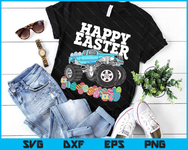 Boys Happy Easter Monster Truck Easter Eggs Toddler SVG PNG Digital Printable Files