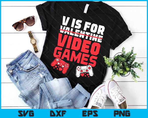 Boys Valentines Day Kids V Is For Video Games Gamer Boy SVG PNG Digital Printable Files