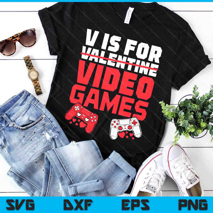 Boys Valentines Day Kids V Is For Video Games Gamer Boy SVG PNG Digital Printable Files