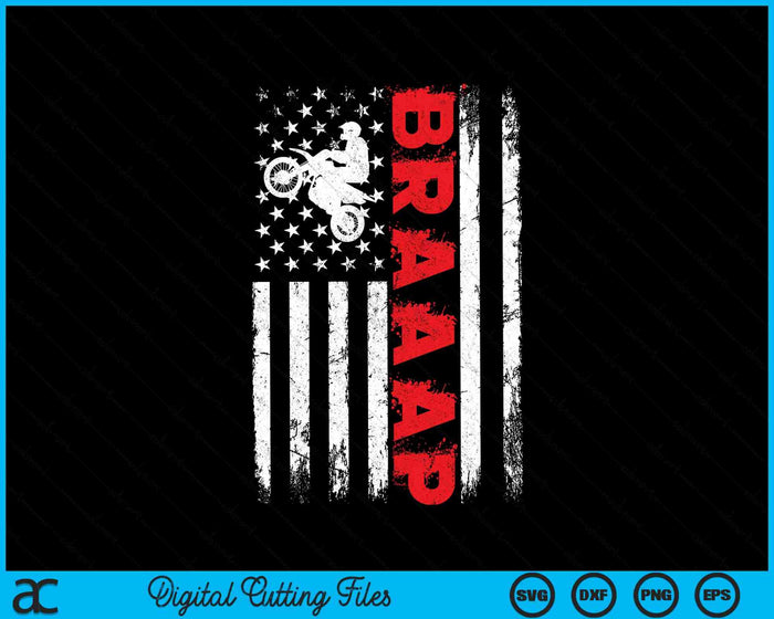Braaap Dirt Bike Vintage USA Amerikaanse vlag SVG PNG digitale snijbestanden