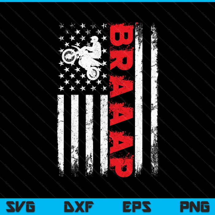 Braaap Vintage Dirt Bike USA Bandera SVG PNG Cortar archivos imprimibles