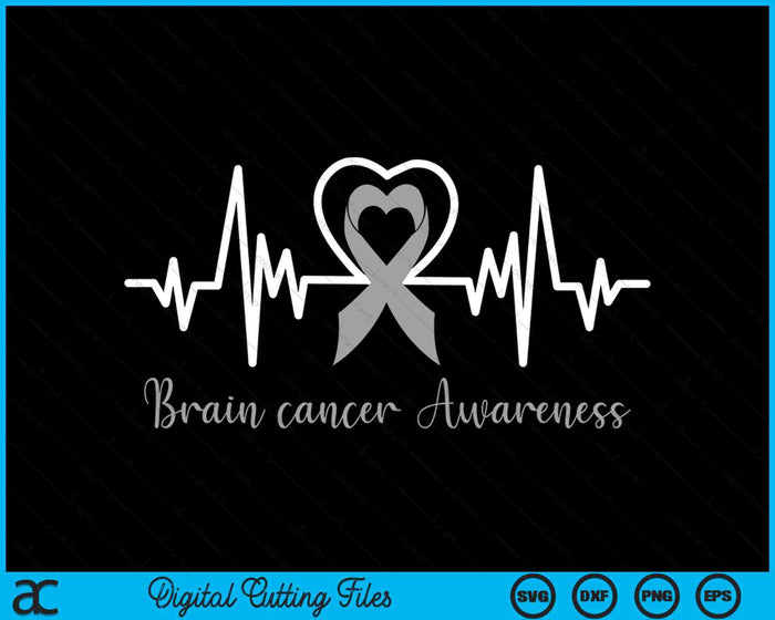 Brain cancer Awareness Heartbeat SVG PNG Digital Printable Files