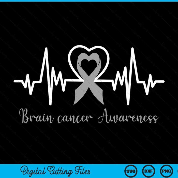Brain cancer awareness heartbeat SVG cut file