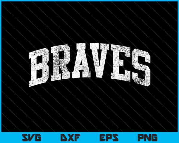 Braves mascotte Vintage atletische sport naam ontwerp SVG PNG snijden afdrukbare bestanden