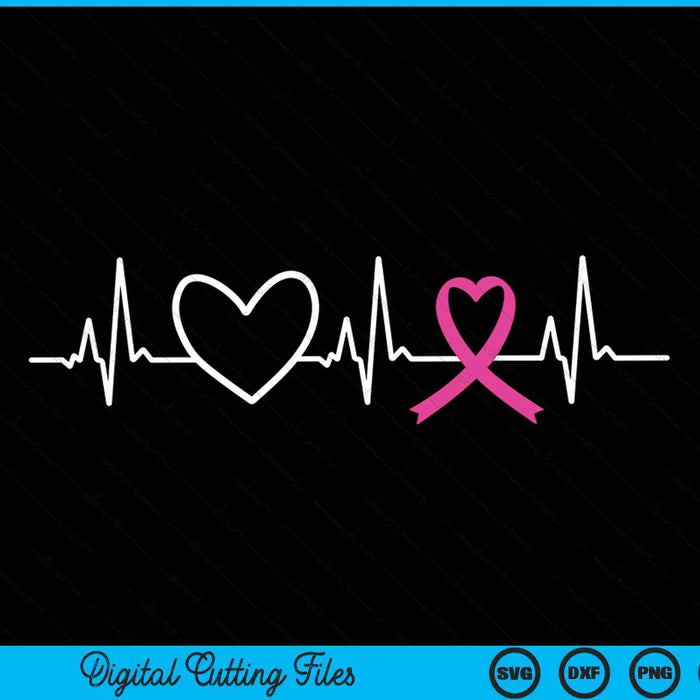 Breast cancer awareness month ribbon heartbeat SVG cut file