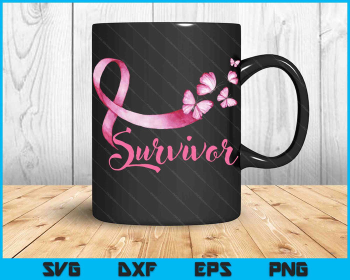 Breast Cancer Awareness Pink Ribbon Survivor SVG PNG Digital Cutting Files