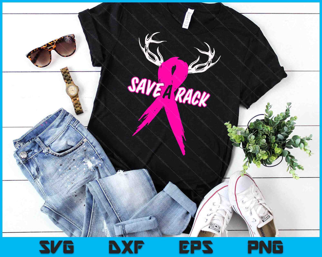 Breast Cancer Awareness Save A Rack Deer Pink Ribbon SVG PNG Files ...
