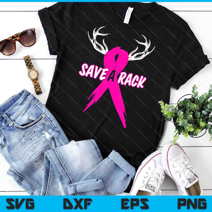 Breast Cancer Awareness Save A Rack Deer Pink Ribbon SVG PNG Digital Printable Files