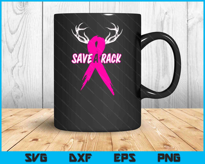 Breast Cancer Awareness Save A Rack Deer Pink Ribbon SVG PNG Digital Printable Files