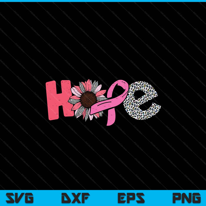 Breast cancer hope ribbon sunflower awareness SVG cut file