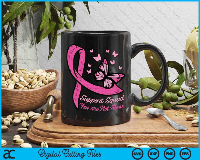 Breast Cancer Ribbon Butterfly Support Squad SVG PNG Digital Cutting Files