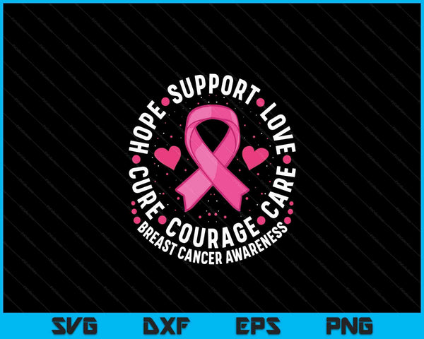 Breast cancer support pink ribbon awareness SVG cut file