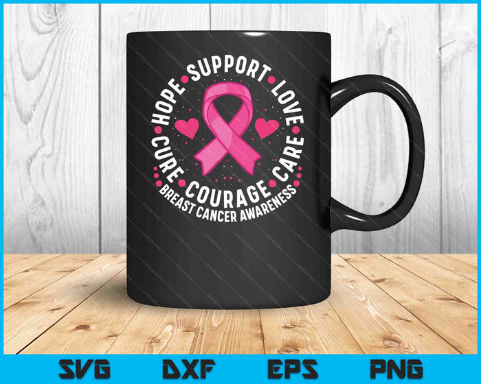 Breast Cancer Support Pink Ribbon Breast Cancer Awareness SVG PNG Digital Cutting File