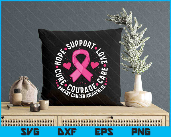 Breast Cancer Support Pink Ribbon Breast Cancer Awareness SVG PNG Digital Cutting File