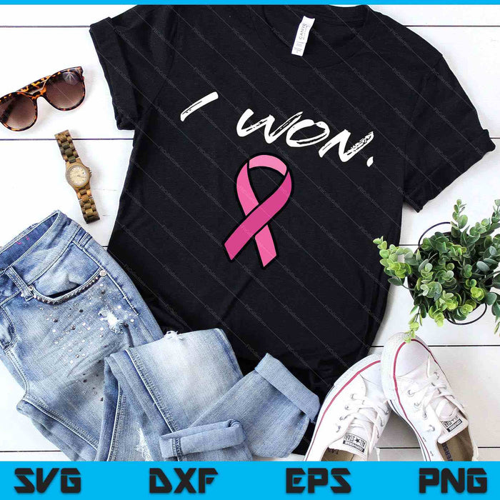 Breast Cancer Survivor I Won Pink Ribbon Awareness SVG PNG Digital Printable Files