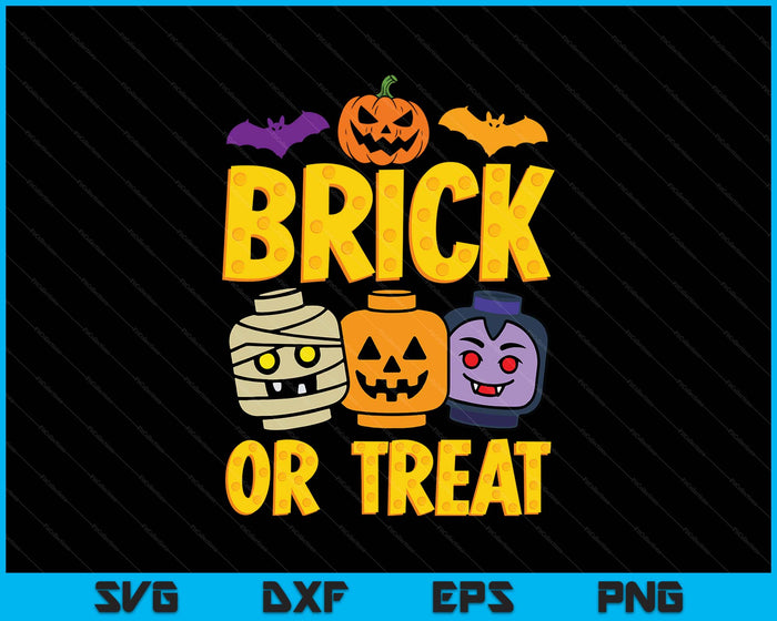 Brick Or Treat Halloween Master Builder Blocks Building SVG PNG Digital Printable Files