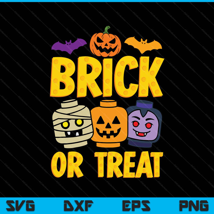 Brick Or Treat Halloween Master Builder Blocks Building SVG PNG Digital Printable Files