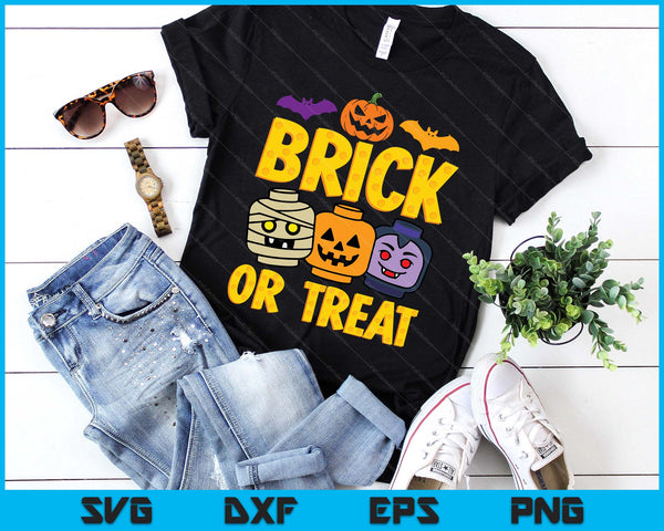 Brick Or Treat Halloween Master Builder Blocks Building SVG PNG Digital Printable Files