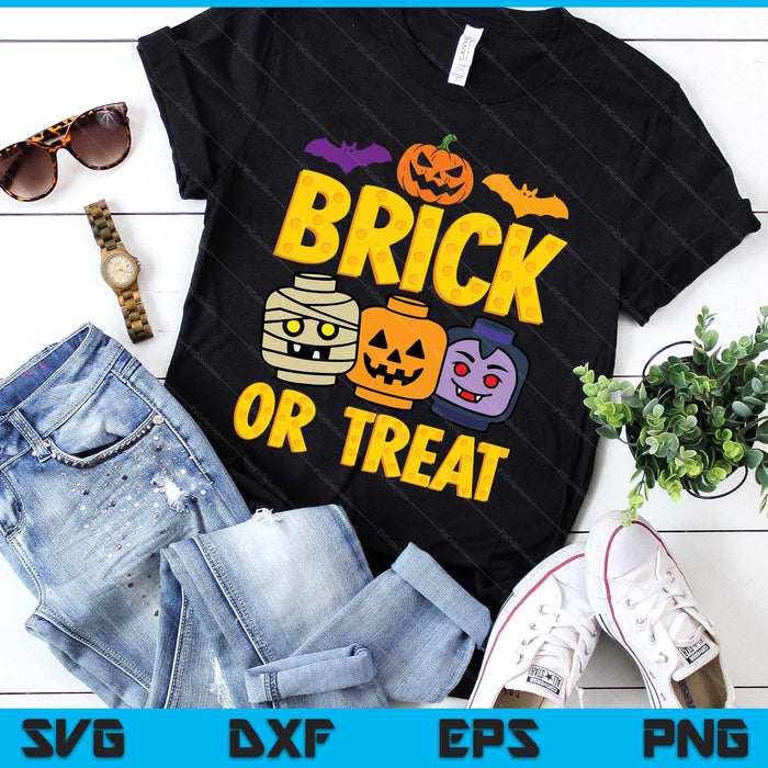 Brick Or Treat Halloween Master Builder Blocks Building SVG PNG Digital Printable Files