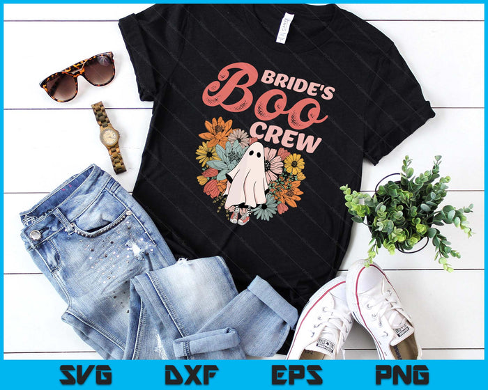 Bride's Boo Crew Floral Ghost Wedding Bachelorette Halloween SVG PNG Digital Printable Files