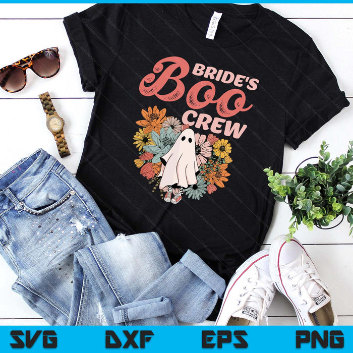 Bride's Boo Crew Floral Ghost Wedding Bachelorette Halloween SVG PNG Digital Printable Files