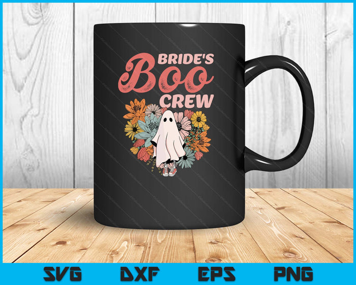 Bride's Boo Crew Floral Ghost Wedding Bachelorette Halloween SVG PNG Digital Printable Files