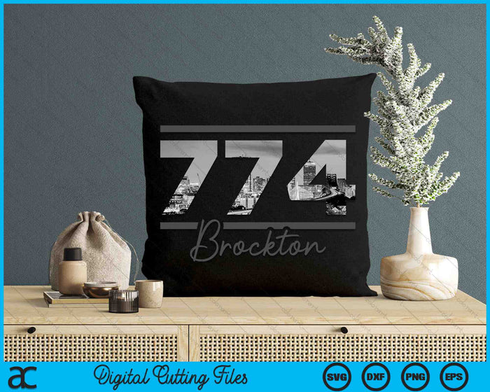 Brockton 774 Area Code Skyline Massachusetts Vintage SVG PNG Digital Cutting Files