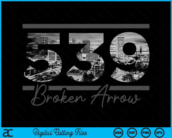 Gebroken pijl 539 netnummer skyline Oklahoma vintage SVG PNG digitale snijden-bestanden