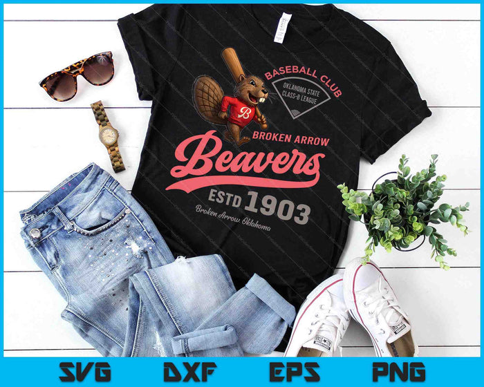 Broken Arrow Beavers Minor League Retro Baseball Team SVG PNG Digital Printable Files