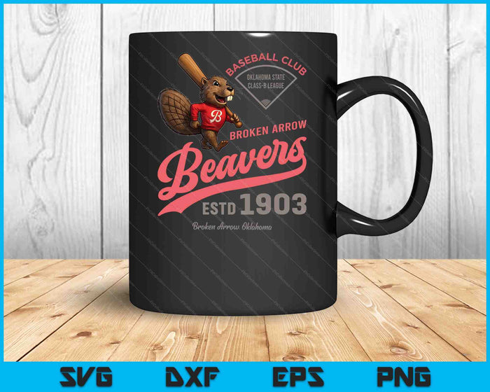 Broken Arrow Beavers Minor League Retro Baseball Team SVG PNG Digital Printable Files