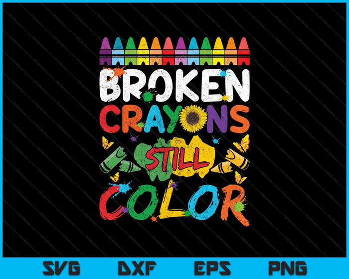 Crayones rotos todavía colorean la conciencia de salud mental SVG PNG cortando archivos imprimibles
