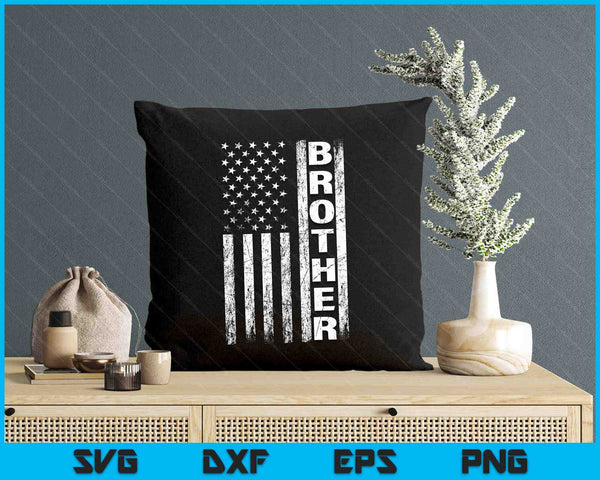 Brother Vintage American Flag Father's Day 4th Of July SVG PNG Digital Printable Files